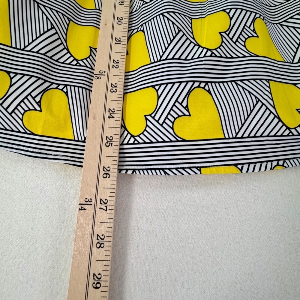 Strapless Heart Print Mini Dress Yellow Black White Whimsical Coquette Sz S NWT - Picture 8 of 13